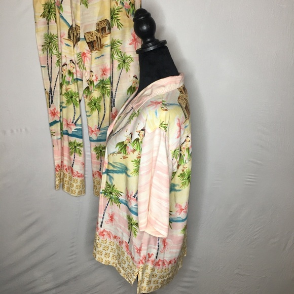 Pink Hawaiian Outfit Capri Sz Med and Button Up Shirt  Sz Lg Weekend Clothesline - Picture 4 of 11